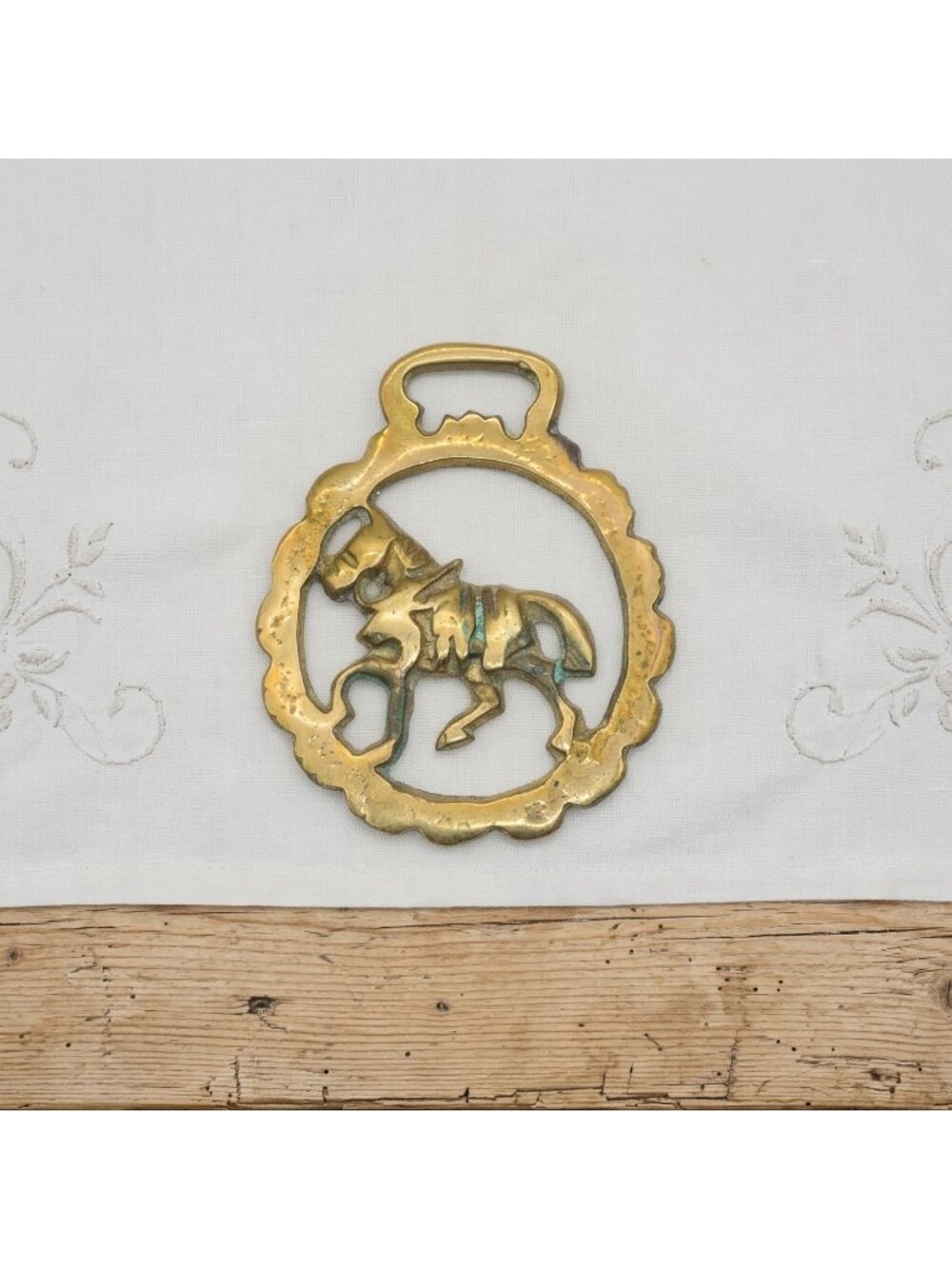 Vintage Trotting Shire Draft Horse Brass Harness Medallion Equestrian Decor 3.5"